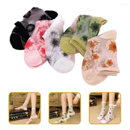 Women Socks 5 Pairs Sheer Summer Thin Mesh Lace Ankle Calcetines Para Mujer Teen Girls