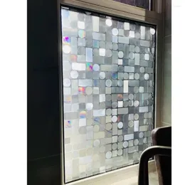 Fensteraufkleber 3D statische Privatsphäre Film Folienglasaufkleber Kristall gefrostet undurchsichtiger kleberfreier Schiebetür Home Dekorative Breite 90 cm