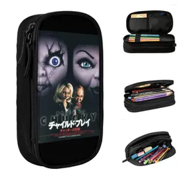 Childs Play Chucky Pencil Case Horror Movie Halloween Pencilcases Pen Box For Student Big Capacity Bag Office Stationery