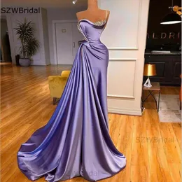 Sukienki imprezowe Przyjazd Purple Sexy Evening 2024 One Shouler High Split Ruffled Mermaid Prom Dress Women Night
