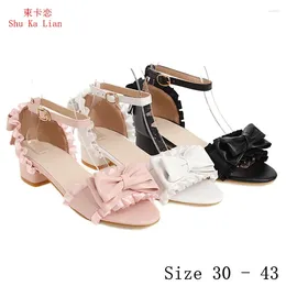 Lässige Schuhe Mädchen Gladiator Sandalen Pumpen 3 cm niedrige Absatz -Peep -Zehen -Absätze kleine Plus Größe 30 - 43