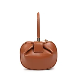 Hochwertiger echter Leder -Damenbeutel Nische Design Handtasche Mode Wonton Dumpling Womens Bag Satchel