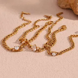 Lśniący cyrkon Gold Gold Bransoletka Bransoletka świąteczna dla kobiet Wodoodporna biżuteria ze stali nierdzewnej