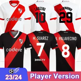 2023 24 Maglie da calcio del giocatore a piastra fluviale M.Borja Perez Palavecino de la Cruz Home White 3rd Black Football Shirt Short Shory Uniform