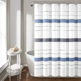 Shower Curtains Yarn Dyed Eco-Friendly Recycled Cotton Curtain - Navy (72"x72")