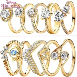 Authentic fit pandoras rings heart love ring Zircon Princess Heart Shaped Crown