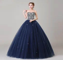 Angel Novias Long Ball Virt Puffy plus size navy blue crystal prom dress 20186261196