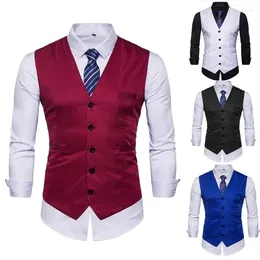 Herrenwesten Herrenanzug Weste Form Slim Fit formelle Weste Solid Color Single-Breast Casual Business Office großer S-3xl