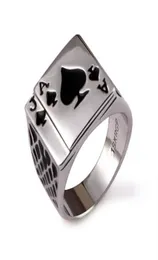 Punk rock rock smalto nero card di poker olio picche per uomo anello di dito in lega gotica anelli artigli anelli da gioco gioielli 9585374