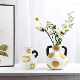 Vazolar Modern Güzel Seramik Vazo Oturma Odası Çiçek Düzenlemesi Lüks Dekor Peri Masalı Bahçe Süsleri Kapalı Sanat El Sanatları