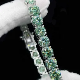 PASSE DIAMENTO TESTENTE DIAMENTO TENNIS DE HIP GOL Link personalizado de 4 mm 5mm 6mm VVS VVS azul Green Moissanite Tennis Bracelet Colar