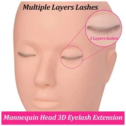 عارضة أزياء الرؤوس Lashprofessor رموش المزيفة البشرية رأس الدم دمية متعددة عيون لممارسة Dummy 3 طبقات أداة Q240510