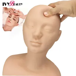 Schaufensterpuppenköpfe Weiches Silikonmassage -Training menschlicher Modell Kopf Schultergurt Professionelle Kosmetik Praktische Make -up -Puppe für Friseure Q240510