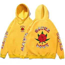 Erkek Hoodies Sweatshirts Rapçi Eladio Carrion Rap Hoodie Rose Çiçek Grafik Hoodies Erkek Kadın Sos Boyz Müzik Albüm Sweatshirt Erkek Strtwear T240510