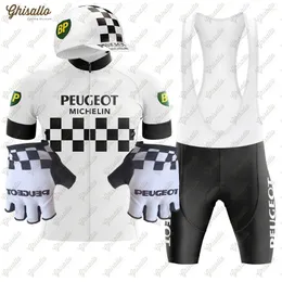 Zestawy wyścigowe biały retro triathlon zespół rowerowy Jersey Set Rower Rower Sprzęt męska koszula Szybkie suche szorty rowerowe ubrania rowerowe