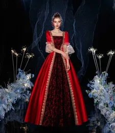 Etniska kläder röda 1700 -talet Rococo Royal Gothic Court Dress Retro Barock kostym Renaissance Rococo Marie Antoinette Costume Ball Dressl2405
