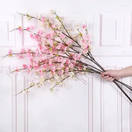 Flores decorativas 109 cm de ameixa artificial Blossom Branch de alta qualidade Plantas falsas decoração de escritório de casamento DIY DIY