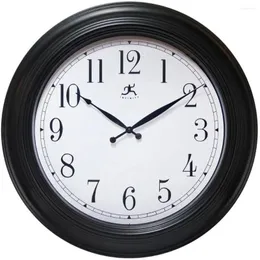 Wall Clocks 24" Classic Round Clock Black Analog Indoor/Outdoor Easy To Read Hang Modern Styling Subtle Decor 1 Battery