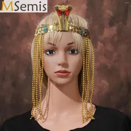 Party Supplies Women Halloween Ancient Egypt Cleopatra Cosplay Headwear Headband Pärlor Kedja Tassels huvudbonad egyptiska klädtillbehör