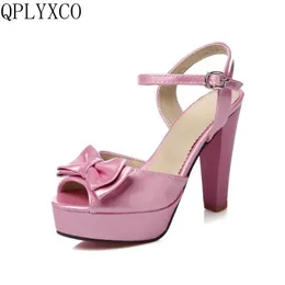 Qplyxco new Fashion Sweet Big Size 32-43 туфли женщина Peep Peep Toe High Heels (11см) Sandal