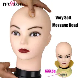 Mannequin Heads Soft silicone balding human body model for wig training head cosmetics massage and makeup Q240510