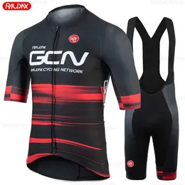 Fans Tops Tees Raudax GCN Teen Fahrrad Hemd Triathlon Trikot Set atmable Summer Cloding Mountain Cycling Cloding Q240511