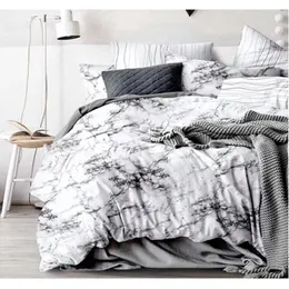 Bettwäsche -Sets Marmormuster Set Nordic Frosty Stil Duvet Cover und Pillowcases Tröster