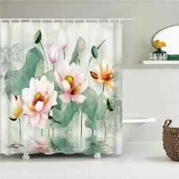 Duschvorhänge Lotus Pflaumen Bosom Blumen Bäume Vorhang Badezimmer Blume wasserdichte Polyeste Stoff Badewanne mit 12 Haken