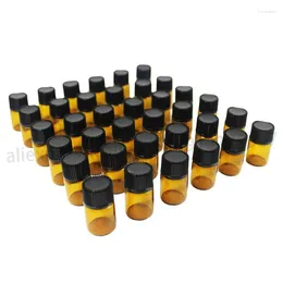 Storage Bottles 100pcs 2ml Amber Essential Oils Sample Mini Glass Vial With Lids Reagent Laboratory Sealing Bottle