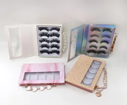 False Eyelashes 5 Pairs Lash Book 25mm Lashes Chain Box Whole Custom Logo 3 Diamond Case7001342