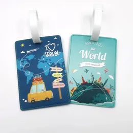 Creative World Map High Quality Travel Accessories Bagage Tag PU Suitcase ID Addres Holder Bagage Boarding Portable Label 240511