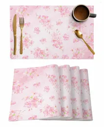 Tapetes de mesa 4/6 pcs aquarela cerejeira flor flor de flor de flormat home decoração de café tapete de café