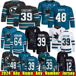 #39 Logan Couture San Jose Hockey Jersey #7 Nico Sturm Tomas Hertl Mackenzie Blackwood Jacob MacDonald Granlund Calen Addison Patrick Marleau Sharks Maglie