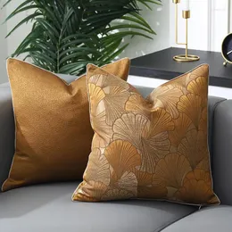 Kudde Dunxdeco täcker dekorativt fall lyx konstnärlig klassisk enkel geometrisk blad jacquard soffa stol koussin