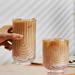 Bicchieri da vino di nicchia in vetro americano ghiaccio tazza di caffè latte tazza fatta a mano succo di succo di succo d'acqua tazza drink tazze semplici in stile kawaii wave