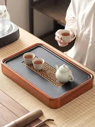 Bandejas de chá Rosewood Single Bandey Home Chinese Chinese Black Porcelain Stone Conjunto de Tabela de Teaware Placa de Tabela de Tea