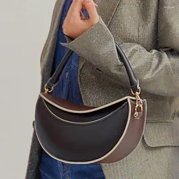 Shoulder Bags Vintage Half Moon Bag Leather Famous Handbags Wide Strap Crossbody For Women Torebki Damskie 2024