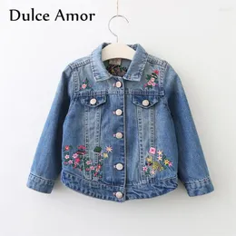 السترات Dulce Amor Kids Jacket Girls Denim Coat Fashion الخريف الطويل الأكمام التطريز