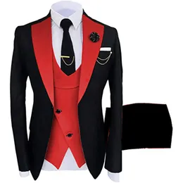 Yiwumensa czarny szczyt Tuxedos Slim Fit Groom Wear Suits Men na ślub 3 sztuki Pole kamizelki na zamówienie Smkoing Business 278Q