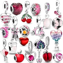 925 Sterling Silver Fit Pandoras Charms Armband Beads Charm Apple Hot Air Balloon Women Heart Pendant
