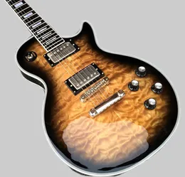 TonePro Bridge Custom Electric Guitar Brown Burst Quilted Maple Top Back 흑단 Fretboard Fret Nibs Chrome Hardware Guitarra