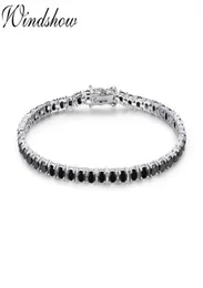3mm 925 Srebrny klaster okrągły czarny CZ Ziron Tennis Bracelets Pulseras Pulseira Bracelete Women Jewelry Girl Friend Prezent C6176149