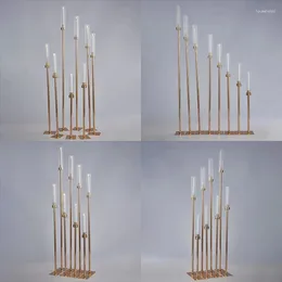 Ljushållare 1 set 8 st metall diy mönster ljusstake bröllop bord mittpiece candelabra pelare stativ väg ledning fest dekor