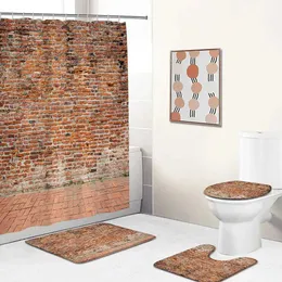 Tende per doccia in mattoni muro di pietra da bagno tende da bagno set di pietre vintage arte estetica decorazione bagno retrò vasca da bagno non slittata coperchio coperchio del coperchio