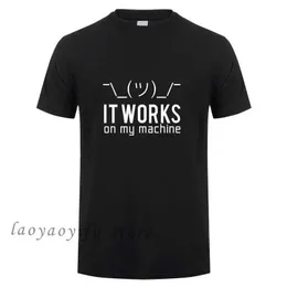 Erkek Tişörtler Yaz Erkekler Sıradan Tshirt Komik GK Bu benim makinemde çalışıyor Grafik Tshirts Erkek O boyun büyük boy TS bilgisayar programcısı üst t240510