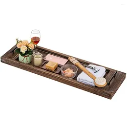 Storage Boxes Wooden Bath Caddy Tray Rustic Tub Shelf Across Bathtub Serving Handles Luxury Spa Relaxation Organizer Soaps Towels Wine Glass