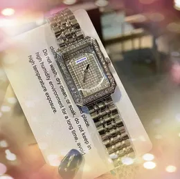 Słynny kwarc luksusowy zegarek ze stali nierdzewnej kwadrat dwa piny dial clcok top marka różowe złoto srebrne niebo gwiaździste diamenty pierścionek lady girl zegarki Pierwsze gwiazdy Prezenty