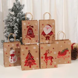 Prezent Kraft Paper Bag Tote Christmas Day Party Stamping Cartoon Snowman