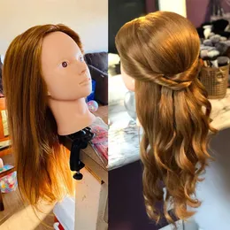 Mannequin Heads Human Model Head och Real Hair Styling Training Beauty Facial Makeup Practice 27 Q240510