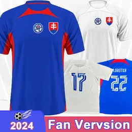 2024 SLOVAKIA MENS JERSEYS NACIONAL DA EQUIPAMENTO NACIONAL Satka Duda Lobotka Hancko Haraslin Pekarik Home Away Futebol Camisa de manga curta de manga curta uniformes